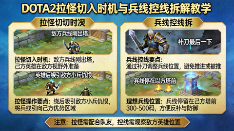 DOTA2拉怪切入时机与兵线控线拆解教学图